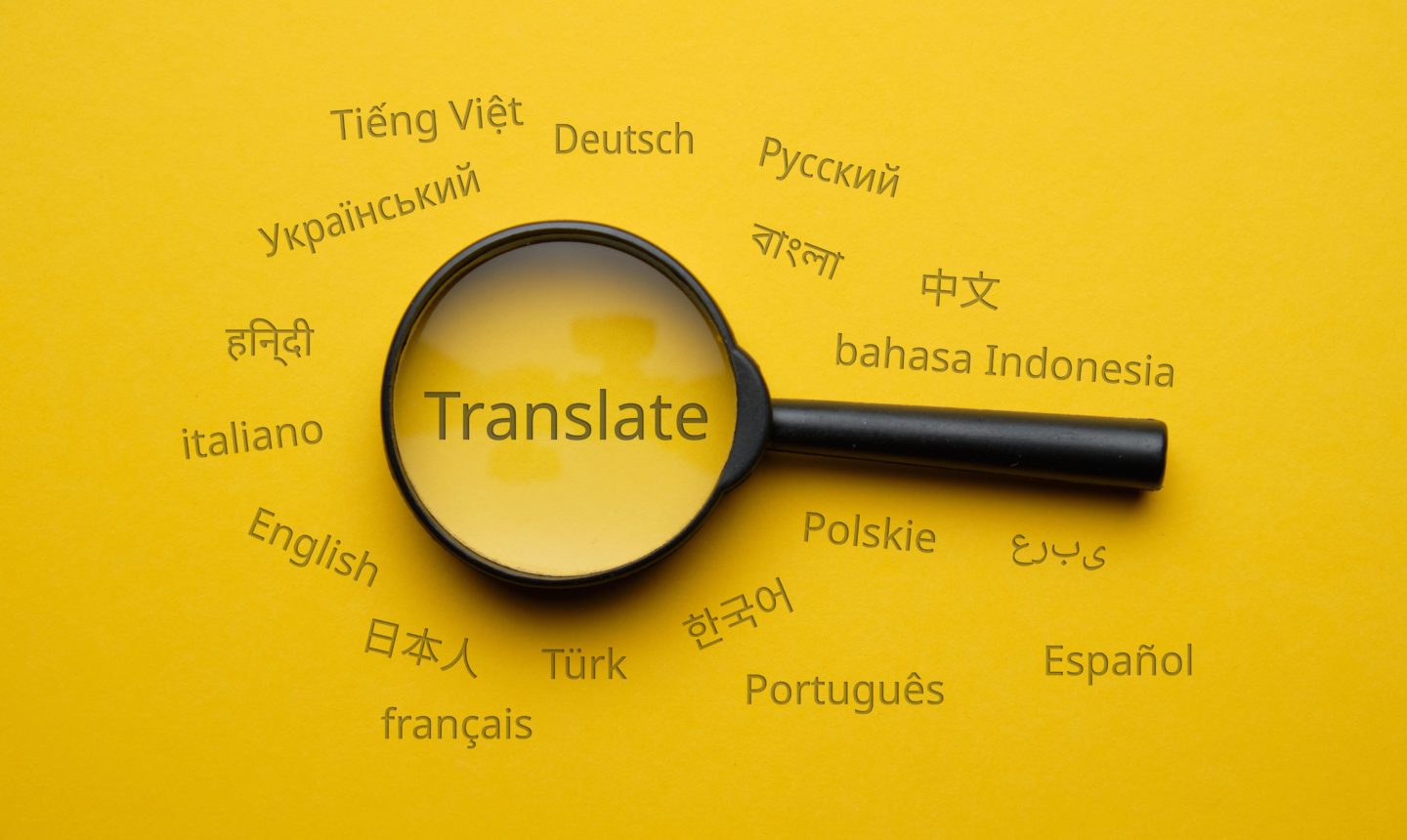 Magnifying glass with word