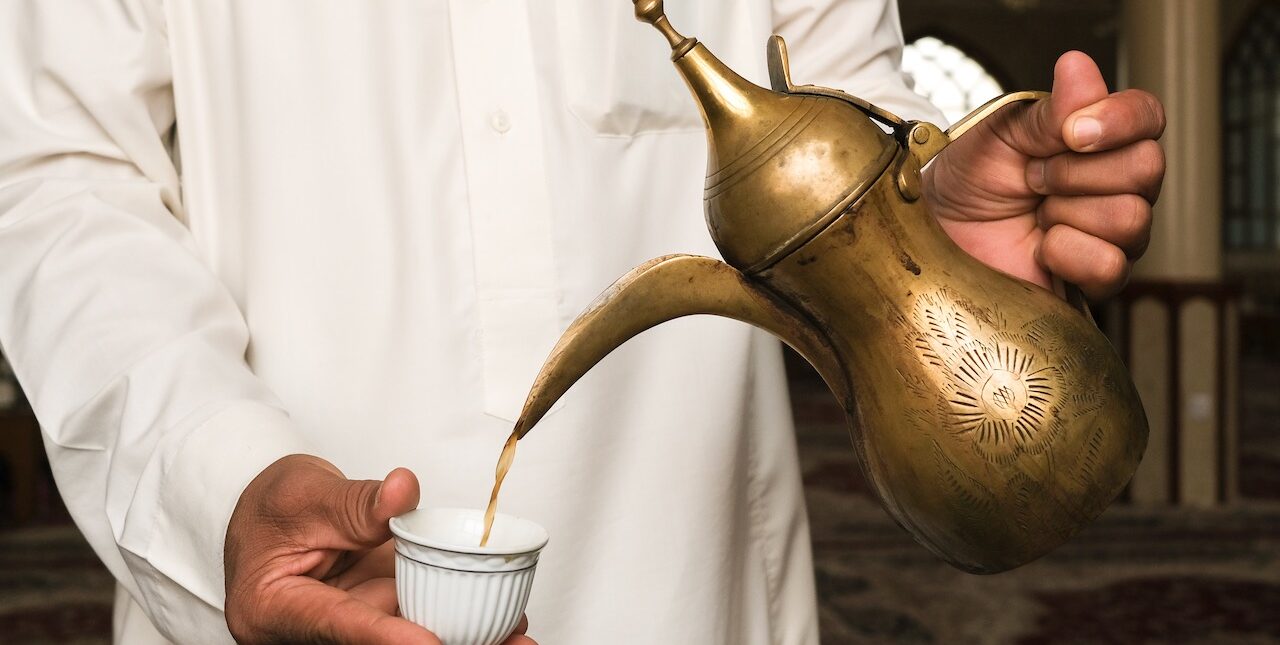 photo of traditional Arab coffee in mosque